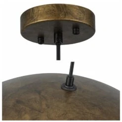 PCover Modern Farmhouse 23.6 In. W 1-Light Dome Pendant Light Antique Brass Industrial Metal Singe Hang Lighting -Lamp Parts antique brass huoku pendant lights pd1064801 1f 1000