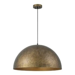 PCover Modern Farmhouse 23.6 In. W 1-Light Dome Pendant Light Antique Brass Industrial Metal Singe Hang Lighting -Lamp Parts antique brass huoku pendant lights pd1064801 40 1000