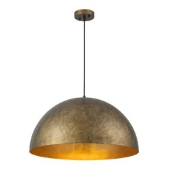 PCover Modern Farmhouse 23.6 In. W 1-Light Dome Pendant Light Antique Brass Industrial Metal Singe Hang Lighting -Lamp Parts antique brass huoku pendant lights pd1064801 a0 1000