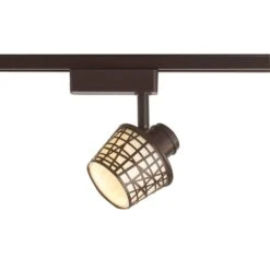 LED Removable Basket Antique Bronze Linear Track Lighting Head With White Glass Shade