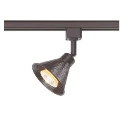 1-Light GU10 Halogen Linear Track Lighting Head With Rustic Hammered Shade