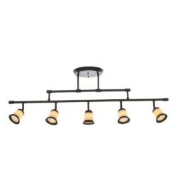 5-Light Antique Bronze Adjustable Height Track Lighting Fixture With Multi-Directional Spotlights 14 5-Light Antique Bronze Adjustable Height Track Lighting Fixture With Multi-Directional Spotlights -Lamp Parts antique bronze hampton bay track lighting heads ec9065abz 1d 1000