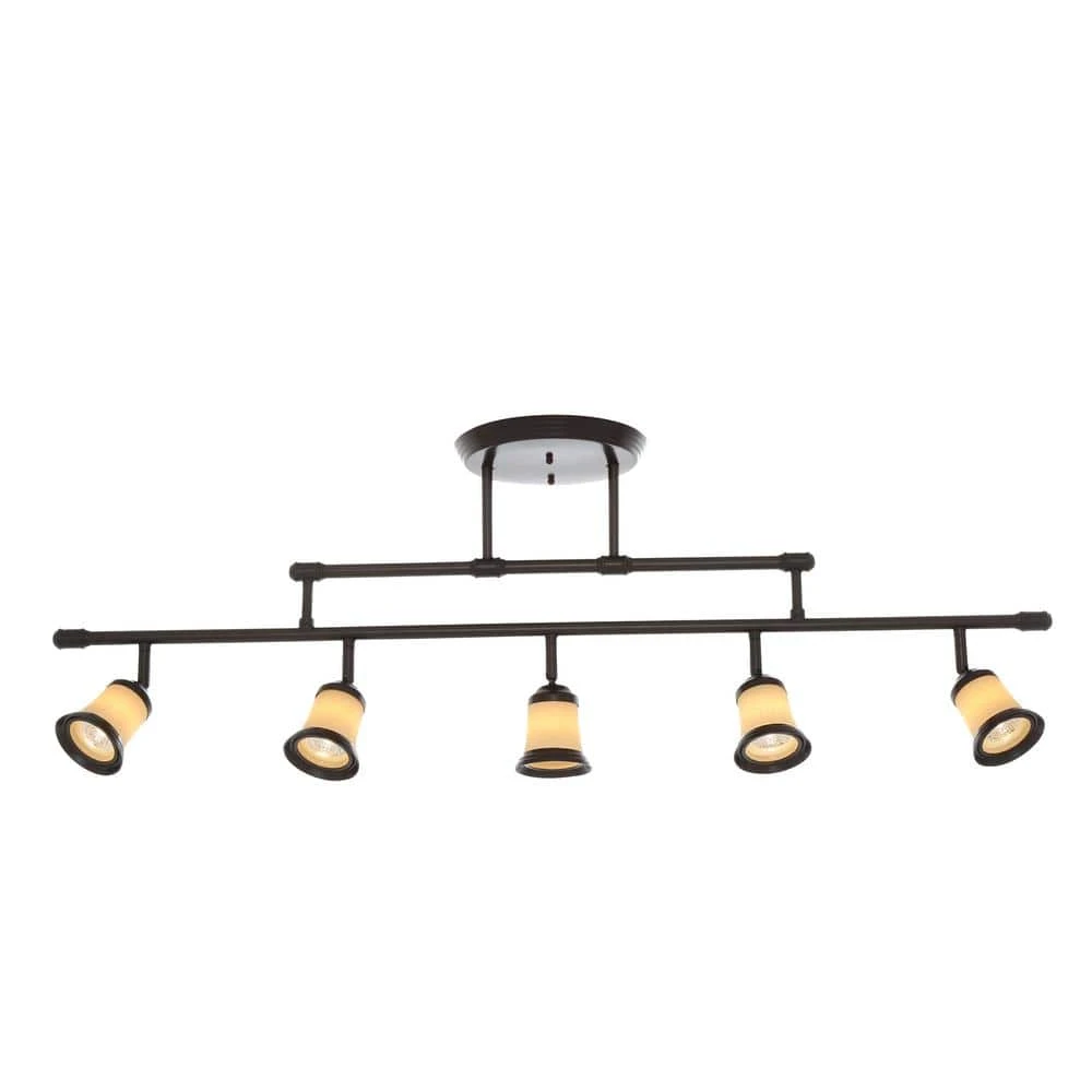 5-Light Antique Bronze Adjustable Height Track Lighting Fixture With Multi-Directional Spotlights 7 5-Light Antique Bronze Adjustable Height Track Lighting Fixture With Multi-Directional Spotlights - Image 5