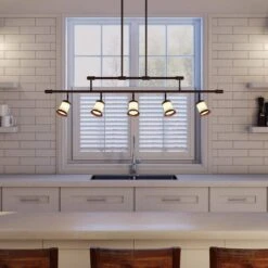 5-Light Antique Bronze Adjustable Height Track Lighting Fixture With Multi-Directional Spotlights