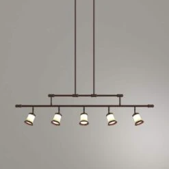 5-Light Antique Bronze Adjustable Height Track Lighting Fixture With Multi-Directional Spotlights 15 5-Light Antique Bronze Adjustable Height Track Lighting Fixture With Multi-Directional Spotlights -Lamp Parts antique bronze hampton bay track lighting heads ec9065abz 66 1000