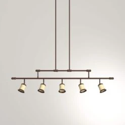 5-Light Antique Bronze Adjustable Height Track Lighting Fixture With Multi-Directional Spotlights 16 5-Light Antique Bronze Adjustable Height Track Lighting Fixture With Multi-Directional Spotlights -Lamp Parts antique bronze hampton bay track lighting heads ec9065abz 77 1000