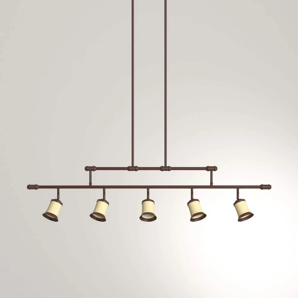 5-Light Antique Bronze Adjustable Height Track Lighting Fixture With Multi-Directional Spotlights 9 5-Light Antique Bronze Adjustable Height Track Lighting Fixture With Multi-Directional Spotlights - Image 7