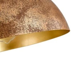 PCover 1-Light Industrial 15 In. Rust Finish Pendant Light W/ Hand-Applied Gold Leaf Interior Vintage Dome Ceiling Light -Lamp Parts antique brown rust huoku pendant lights pd1064761 1d 1000