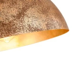 PCover 1-Light Industrial 15 In. Rust Finish Pendant Light W/ Hand-Applied Gold Leaf Interior Vintage Dome Ceiling Light -Lamp Parts antique brown rust huoku pendant lights pd1064761 66 1000