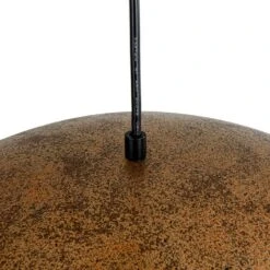 PCover 1-Light Industrial 15 In. Rust Finish Pendant Light W/ Hand-Applied Gold Leaf Interior Vintage Dome Ceiling Light -Lamp Parts antique brown rust huoku pendant lights pd1064761 76 1000