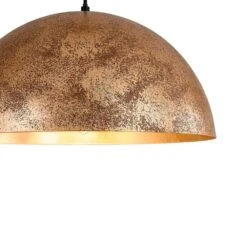 PCover 1-Light Industrial 15 In. Rust Finish Pendant Light W/ Hand-Applied Gold Leaf Interior Vintage Dome Ceiling Light -Lamp Parts antique brown rust huoku pendant lights pd1064761 a0 1000
