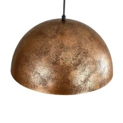 PCover 1-Light Industrial 15 In. Rust Finish Pendant Light W/ Hand-Applied Gold Leaf Interior Vintage Dome Ceiling Light -Lamp Parts antique brown rust huoku pendant lights pd1064761 d4 1000