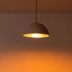 PCover 1-Light Antique White Medium Dome Pendant Light With Gold Leaf Interior Shade -Lamp Parts antique white huoku pendant lights pd1059931 76 1000