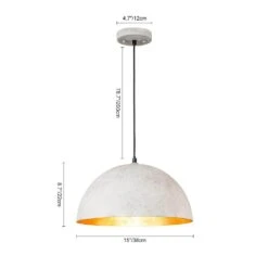 PCover 1-Light Antique White Medium Dome Pendant Light With Gold Leaf Interior Shade -Lamp Parts antique white huoku pendant lights pd1059931 c3 1000