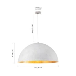 PCover 180-Watt 3-Light Antique White Pendant Light Farmhouse Bowl Dome Industrial Oversized Light For Dining Room -Lamp Parts antique white huoku pendant lights pd1068611 40 1000