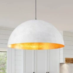 PCover 180-Watt 3-Light Antique White Pendant Light Farmhouse Bowl Dome Industrial Oversized Light For Dining Room -Lamp Parts antique white huoku pendant lights pd1068611 c3 1000
