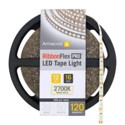 RibbonFlex Pro 16 Ft. (5 M) 12-Volt White LED Tape Light 120 LED/m 2700K