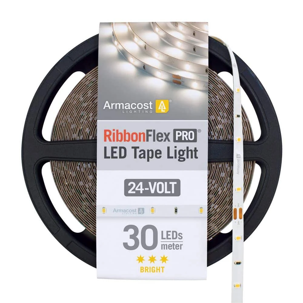 RibbonFlex Pro 65 Ft. (20M) 24-Volt Hardwired Integrated LED Strip Light Tape, Soft Bright White (3000K), 30 LEDs/M 3 RibbonFlex Pro 65 Ft. (20M) 24-Volt Hardwired Integrated LED Strip Light Tape, Soft Bright White (3000K), 30 LEDs/M
