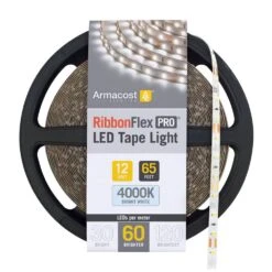 Ribbon Flex Pro 65.6 Ft. Hardwired 4000K Warm White 12-Volt 60 LED Integrated LED Under Cabinet Strip Light 20M