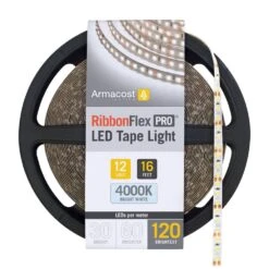 RibbonFlex Pro 16 Ft. (5 M) 12-Volt White LED Tape Light 120 LED/m 4000K