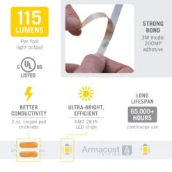 RibbonFlex Pro 8 Ft. (2.5 M) 24-Volt LED White Strip Light Tape 30 LED/m 4000K -Lamp Parts armacost lighting led strip lights 154210 44 1000