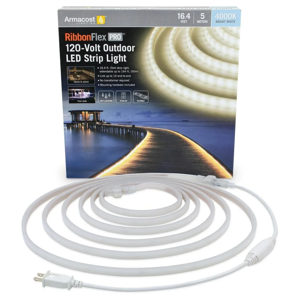 RibbonFlex Pro 120-Volt Outdoor LED Strip Light Kit (Bright White, 4000K) 5M, 16 Ft. 3 RibbonFlex Pro 120-Volt Outdoor LED Strip Light Kit (Bright White, 4000K) 5M, 16 Ft.