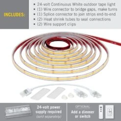 RibbonFlex Pro 24-Volt White COB Outdoor 32.8 Ft. Hardwired Cuttable Integrated LED Strip Light Tape 2700k 165 Lumens/ft -Lamp Parts armacost lighting led strip lights 171152 4f 1000