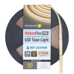 RibbonFlex Pro 24-Volt White COB Outdoor 32.8 Ft. Hardwired Cuttable Integrated LED Strip Light Tape 2700k 165 Lumens/ft