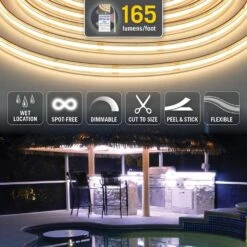 RibbonFlex Pro 24-Volt White COB Outdoor 16.4 Ft. Hardwired Cuttable Integrated LED Strip Light Tape 3000k 165 Lumens/ft -Lamp Parts armacost lighting led strip lights 171232 44 1000