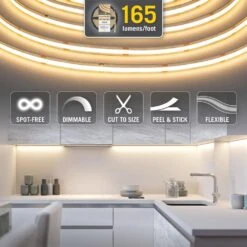 RibbonFlex Pro 24-Volt White COB 16.4 Ft. Cuttable Integrated LED Strip Light Tape 5000k 165 Lumens/ft 15 RibbonFlex Pro 24-Volt White COB 16.4 Ft. Cuttable Integrated LED Strip Light Tape 5000k 165 Lumens/ft -Lamp Parts armacost lighting led strip lights 171430 44 1000