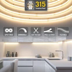 RibbonFlex Pro 24-Volt White COB 16.4 Ft. Cuttable Integrated LED Strip Light Tape 5000k 315 Lumens/ft -Lamp Parts armacost lighting led strip lights 172430 44 1000