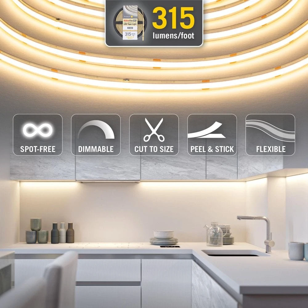 RibbonFlex Pro 24-Volt White COB 32.8 Ft. Cuttable Integrated LED Strip Light Tape 5000k 315 Lumens/ft. 8 RibbonFlex Pro 24-Volt White COB 32.8 Ft. Cuttable Integrated LED Strip Light Tape 5000k 315 Lumens/ft. - Image 6