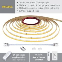 RibbonFlex Pro 24-Volt White COB 32.8 Ft. Dimmable Cuttable Integrated LED Strip Light Tape 2700K 442 Lumen/Ft -Lamp Parts armacost lighting led strip lights 173150 4f 1000