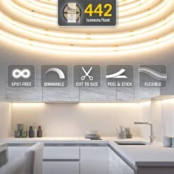 RibbonFlex Pro 24-Volt White COB 16.4 Ft. Dimmable Cuttable Integrated LED Strip Light Tape 4000K 442 Lumen/Ft -Lamp Parts armacost lighting led strip lights 173330 44 1000