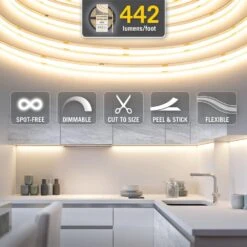 RibbonFlex Pro 24-Volt White COB 8.2 Ft. Cuttable Integrated LED Strip Light Tape 5000k 442 Lumens/ft. -Lamp Parts armacost lighting led strip lights 173410 44 1000