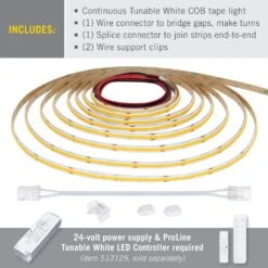 RibbonFlex Pro 24V Tunable White COB 8.2 Ft Hardwired Dimmable Cuttable Color-Changing Integrated LED Strip Light Tape -Lamp Parts armacost lighting led strip lights 174610 4f 1000