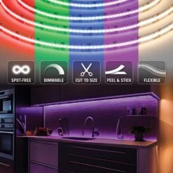 RibbonFlex Pro 24-Volt RGB+W COB 8.2 Ft. Hardwired Dimmable Cuttable Color-Changing Integrated LED Strip Light Tape -Lamp Parts armacost lighting led strip lights 177710 1f 1000