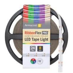 RibbonFlex Pro 24-Volt RGB+W COB 8.2 Ft. Hardwired Dimmable Cuttable Color-Changing Integrated LED Strip Light Tape