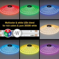 RibbonFlex Pro 24-Volt RGB+W COB 8.2 Ft. Hardwired Dimmable Cuttable Color-Changing Integrated LED Strip Light Tape -Lamp Parts armacost lighting led strip lights 177710 c3 1000