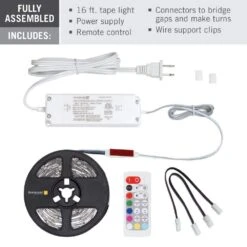 RibbonFlex Home 16 Ft. White And RGB Tape Light Hardwire Kit With Remote -Lamp Parts armacost lighting led strip lights 423511 c3 1000