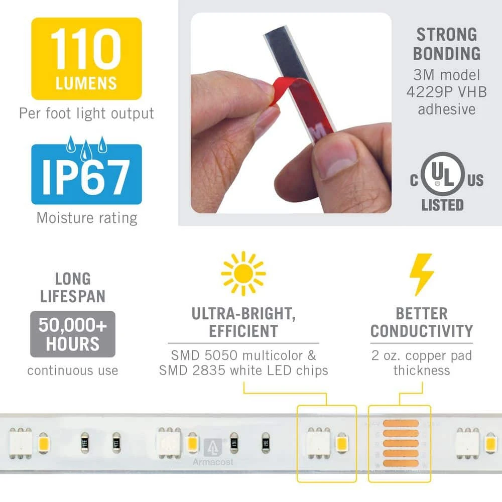 RibbonFlex Pro 32.8 Ft. 10 M Outdoor IP67 RGB Plus White Strip Light Tape 30 Plus 30 LED/m Under Cabinet Light 8 RibbonFlex Pro 32.8 Ft. 10 M Outdoor IP67 RGB Plus White Strip Light Tape 30 Plus 30 LED/m Under Cabinet Light - Image 6