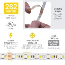 RibbonFlex Pro 8.2 Ft. (2.5 M) Multi-Color And White LED Tape Light 60 Plus 60 LEDs -Lamp Parts armacost lighting led strip lights 624210 44 1000