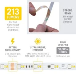 RibbonFlex Pro 24V RGB+WW 0.5 In. Hardwired White Integrated LED Linkable Under Cabinet Light 36+36+36 LED/m 8.2' 1-Pack -Lamp Parts armacost lighting led strip lights 645210 4f 1000