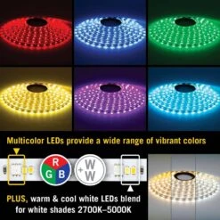 RibbonFlex Pro 24V RGB+WW 0.5 In. Hardwired White Integrated LED Linkable Under Cabinet Light 36+36+36 LED/m 32.8' 1-Pk -Lamp Parts armacost lighting led strip lights 645250 44 1000