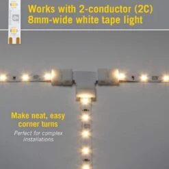 SureLock Pro White LED 2-Pin Strip Light Tape To Tape T Connector Channel Connector (4-Pack) 7 SureLock Pro White LED 2-Pin Strip Light Tape To Tape T Connector Channel Connector (4-Pack) -Lamp Parts armacost lighting under cabinet lighting accessories 560050 4f 1000