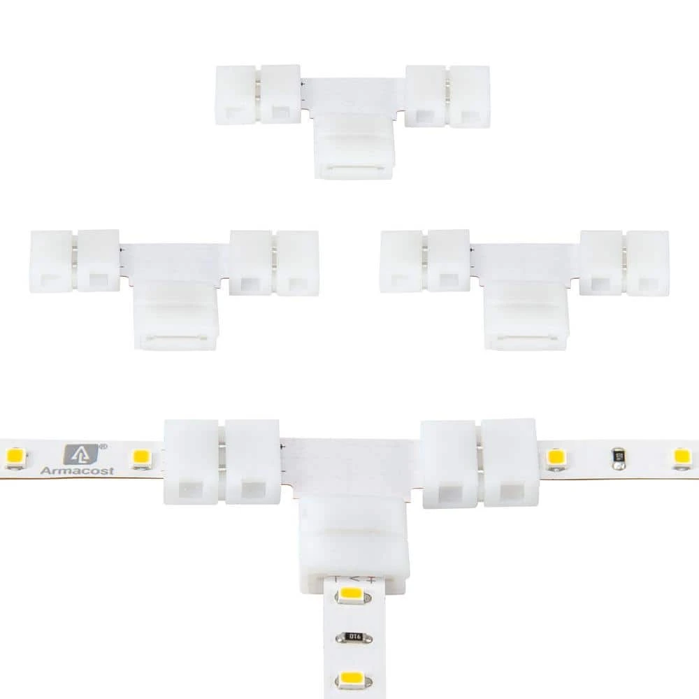 SureLock Pro White LED 2-Pin Strip Light Tape To Tape T Connector Channel Connector (4-Pack) 3 SureLock Pro White LED 2-Pin Strip Light Tape To Tape T Connector Channel Connector (4-Pack)