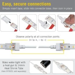 White/Single Color IP67 Outdoor Tape To Tape Connector Cord (2-Pack) -Lamp Parts armacost lighting under cabinet lighting accessories 560740 4f 1000
