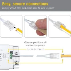 2-Pin 48 In. White LED COB Tape To Wire Connector Cord (3-Pack) -Lamp Parts armacost lighting under cabinet lighting accessories 560900 4f 1000