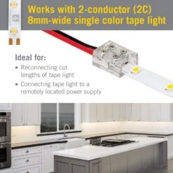 2 Pin LED Strip Light Screw Tape To Wire Connector 7 2 Pin LED Strip Light Screw Tape To Wire Connector -Lamp Parts armacost lighting under cabinet lighting accessories 566022 4f 1000