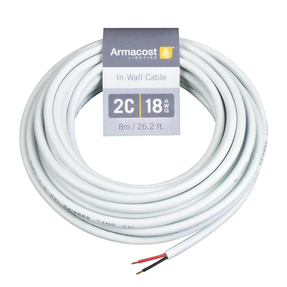 24 Ft. (8 M) 18 AWG/2C White In-Wall Cable 3 24 Ft. (8 M) 18 AWG/2C White In-Wall Cable